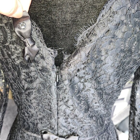 Anthropologie Long Sleeve Lace Romper In Black Size  6 - Picture 9 of 15